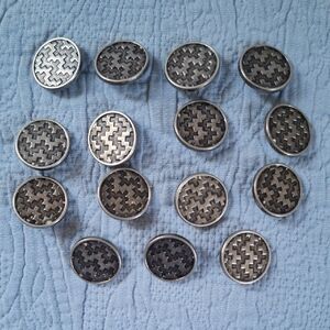 Silver Metal Geometric Buttons (14)